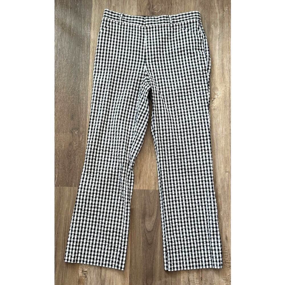 Lauren Ralph Lauren Pants sz 8 Seersucker Gingham Wide Leg Vintage 90s Preppy